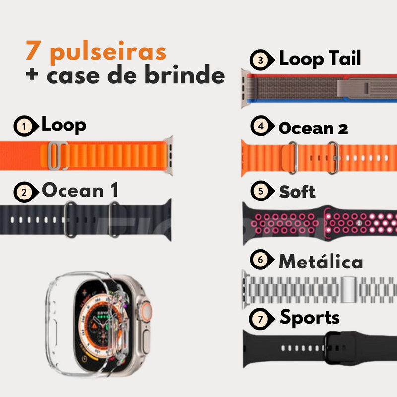 SmartWatch - Serie 9 Ultra Pro™ [Kit: 7 Pulseiras + Case de Brinde]